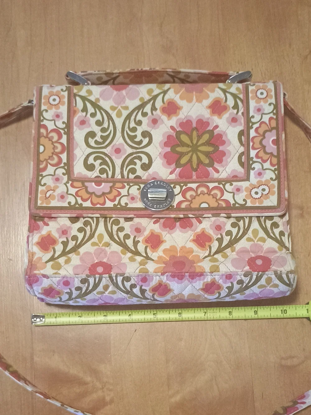 Vera Bradley Quilted Floral Crossbody in Pink, Gold and Orange